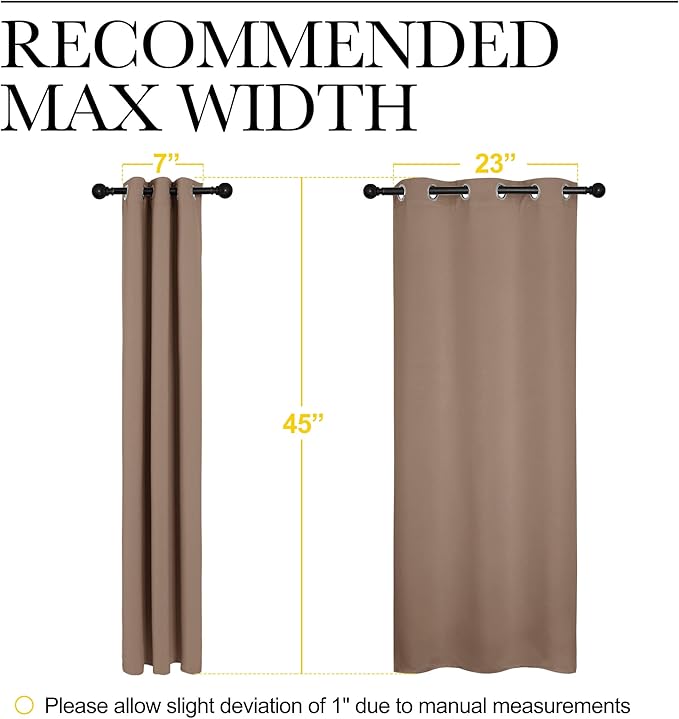 NICETOWN Blackout Window Curtains and Drapes for Kitchen, Window Treatment Thermal Insulated Solid Grommet Blackout Drapery Panels (Set of 2 Panels, 29 by 45 Inch, Cappuccino)