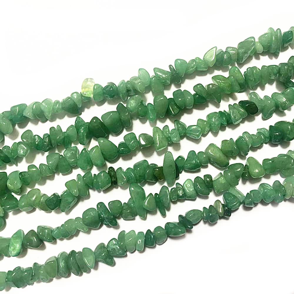jodaying 7-8mm Natural Green Aventurine Gemstone Chips Healing Gravel Bracelets Necklace Kit Irregular Tumble Stone Beads DIY Crafts Design Jewelry Making 32"