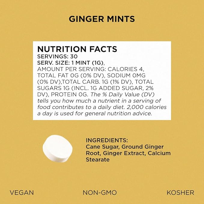 SIMPLY Mints | Ginger Breath Mints | Pack of Six (180 Pieces Total) | Made With Real Ginger + Good for Nausea + Aspartame-Free + Vegan + non-GMO