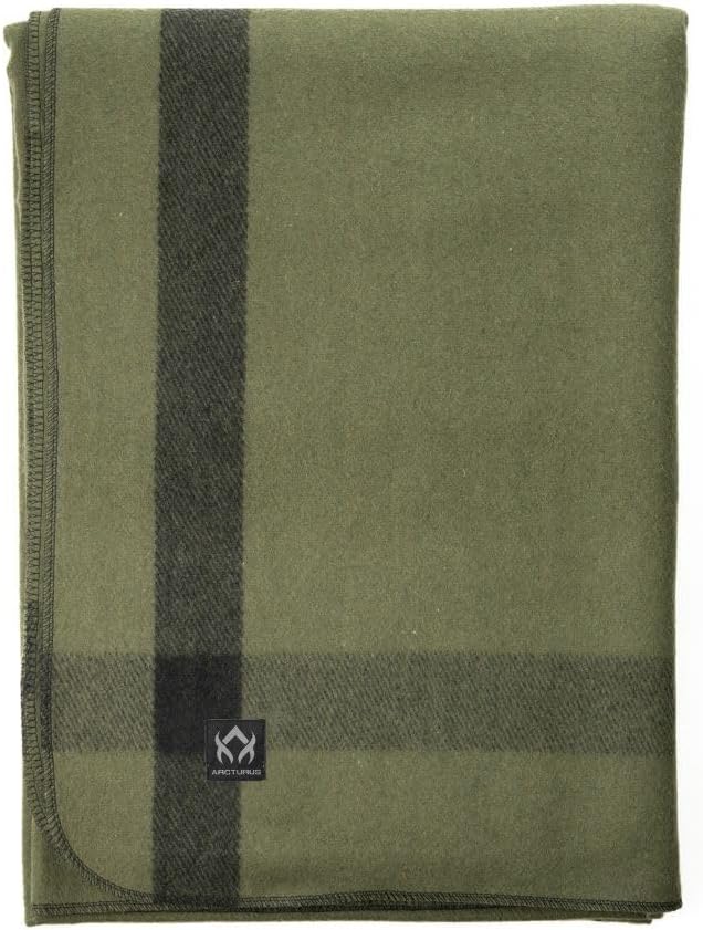 Arcturus Military Wool Blanket - Warm, Thick, Washable - Great for Outdoors, Camping, Stadium Blanket, Picnics, Travel - Car & Bushcraft Survival Kits, Large 64in x 88in 4.5 lb