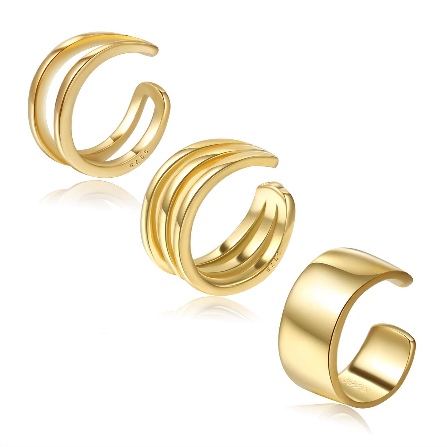 Ear Cuffs 18K Gold Plated 925 Sterling Silver Ear Cuff Earrings for Women Clip on Earrings Non Piercing Earrings Small Cartilage Cuffs Conch Earrings Set