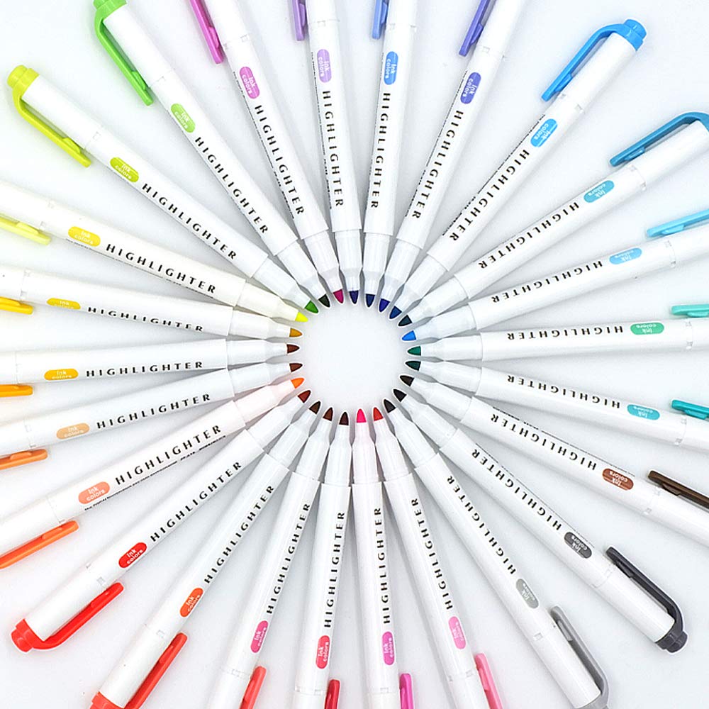 YOOUSOO 25 Pack Pastel Highlighters Assorted Colours, Dual Tip Bible Highlighter, Chisel Tip Mild Highlighters No Bleed Fluorescent Highlighter Pens for School Student Office Journals