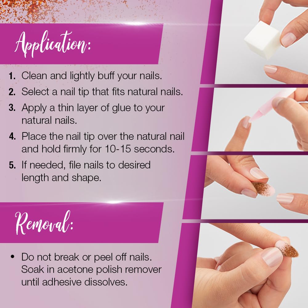 Ardell Press On Nails Medium - Show Stopper Style with Reflective Shine, Fake Nail, Glue on Nails, Nail Kit, 1 Pack