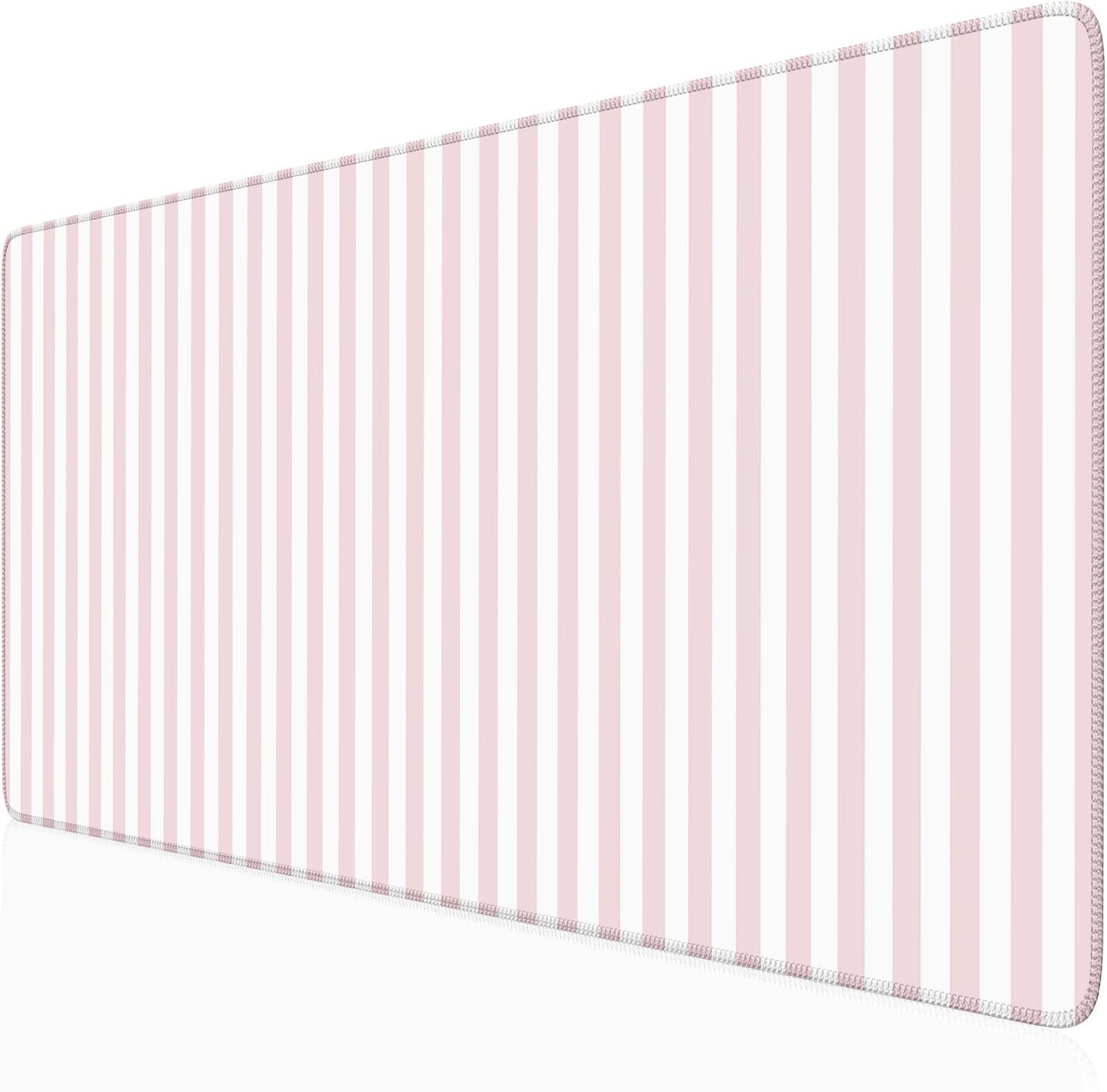 ohisxiacy Light Pink Striped Desk Mat Cute Pastel XXL Large Gaming Mouse Pad Desk Pad Kawaii Cozy Aesthetic Keyboard Laptop Computer Mat Home Office Decor for Women