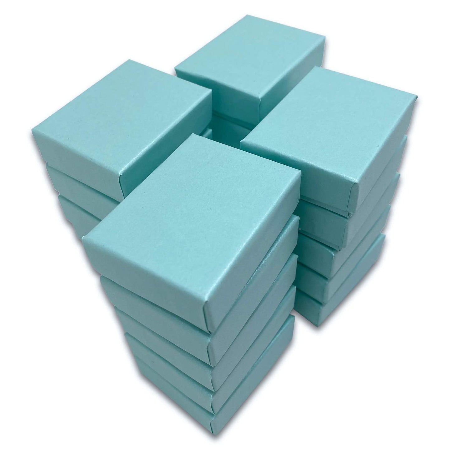 TheDisplayGuys - 25-Pack #11 Cotton Filled Cardboard Paper Jewelry Boxes Gift Case - Pearl Teal (2.1" x 1.8" x 0.8") - for Shipping or Storage