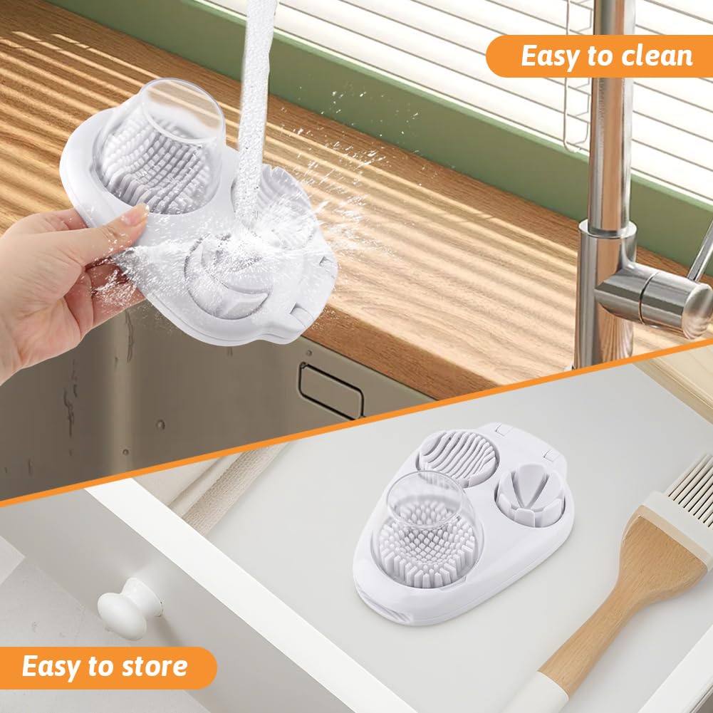 3-In-1 Egg Slicer for Hard Boiled Eggs,Stainless Steel Egg Cutter with 3 Cutting Modes,Multipurpose Kitchen Gadget Dicer for Butter Strawberry,Mushroom,Banana,Tomato,Easy to Use