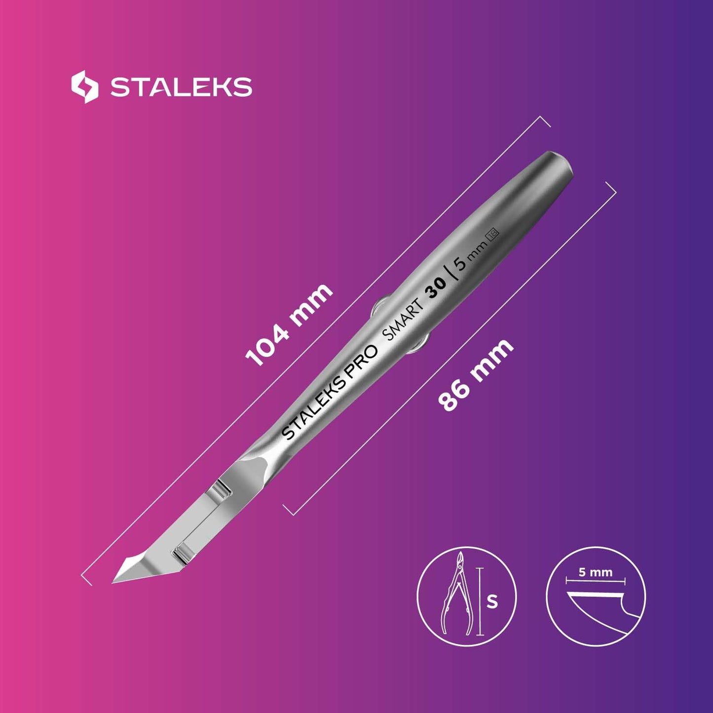 Staleks Pro Cuticle Trimmer - Professional Stainless Steel Cuticle Nipper with Sharp 5mm Blade: Durable Manicure and Pedicure Tool for Nail Care NS-30-5