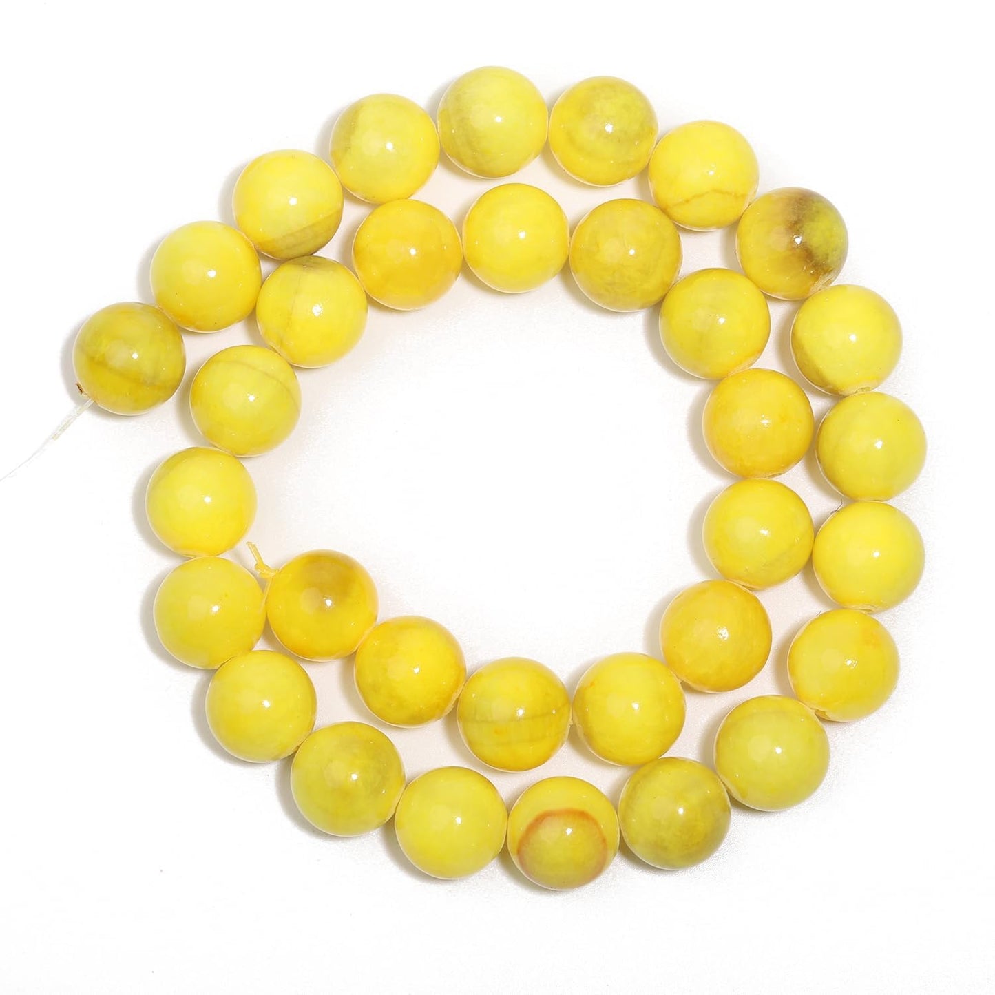 Yochus 60pcs 6mm Yellow Persian Jade Energy Healing Round Bulk Gemstone Beads for Jewelry Making Bracelet Necklace Earring DIY