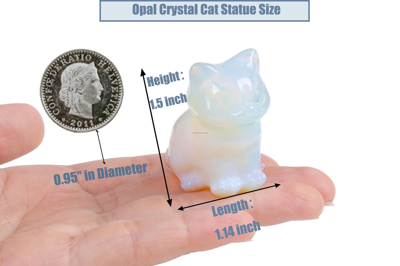 DUQGUHO Cat Decor Opalite Cat Crystal Figurines Crystals Gifts for Cat Lovers Men Women Lucky Cute Cat Statue for Room Desk Decor 1PC