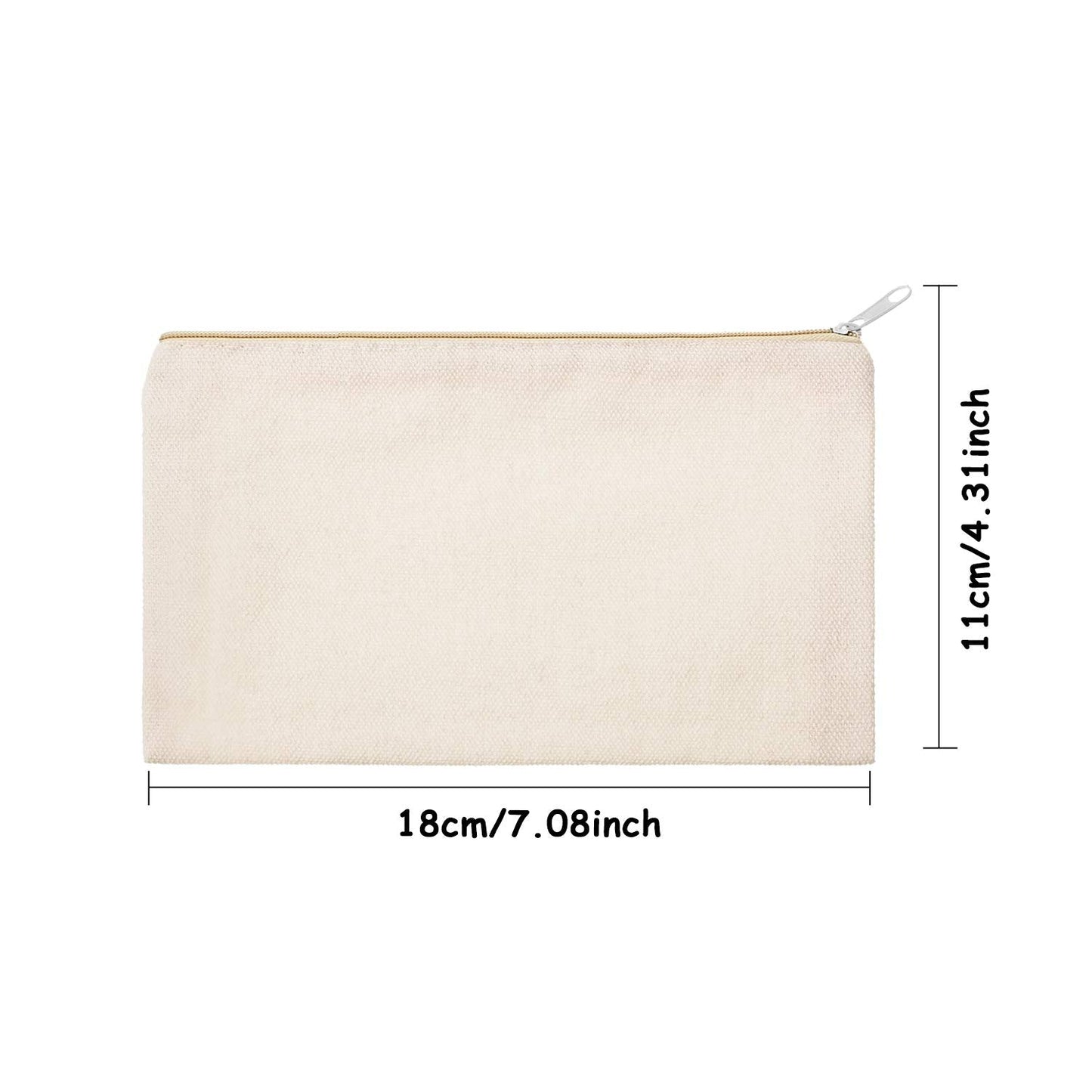 meekoo 16 Pack Blank Canvas Pouch Zipper Cosmetic Bag Bulk Plain Makeup Pouch Purse Sublimation DIY Craft Multipurpose Travel Toiletry Bag for Makeup Cosmetic Stationary Storage(S,Beige)