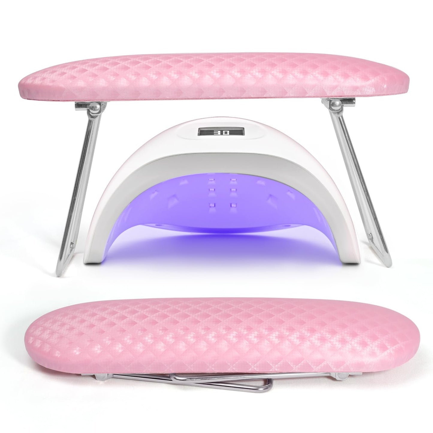 Krofaue Arm Rest for Nails Tech, Professional Microfiber Leather Nail Hand Rest Stand Arm Rest for Acrylic Nails Cushion Hand Holder with Non-slip - Nail Technician Use Must Have (Pink)