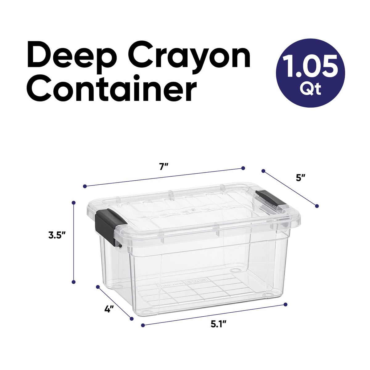 1.05 Quart Mini Clear Plastic Storage Container with Lid (2 Count)