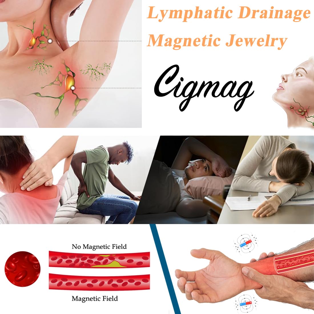 Cigmag Copper Necklace for Women, with 99% Solid Pure Ring Ultra Strength Magnets, Adjustable New Slim and Lightweight