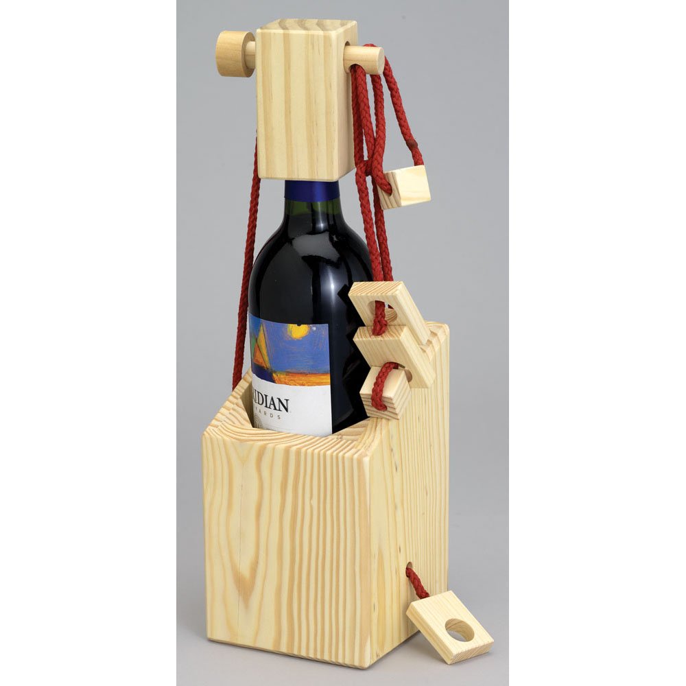 Bits and Pieces Bewildering Wine Bottle Brainteaser 3D Puzzle Box for Wine Gift Giving, Puzzle Gift Box for Bottles of Wines