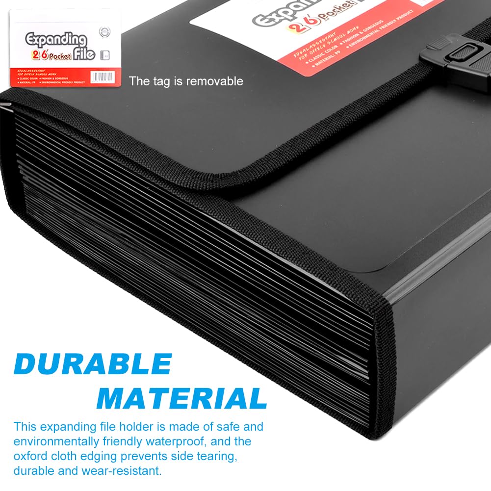 Trasylph 26 Pockets Accordion File Organizer with Lock,Document Organizer with Labels,Fireproof Expanding File Folder Paper Organizer Folder for Letter A4 Files | Receipt and More