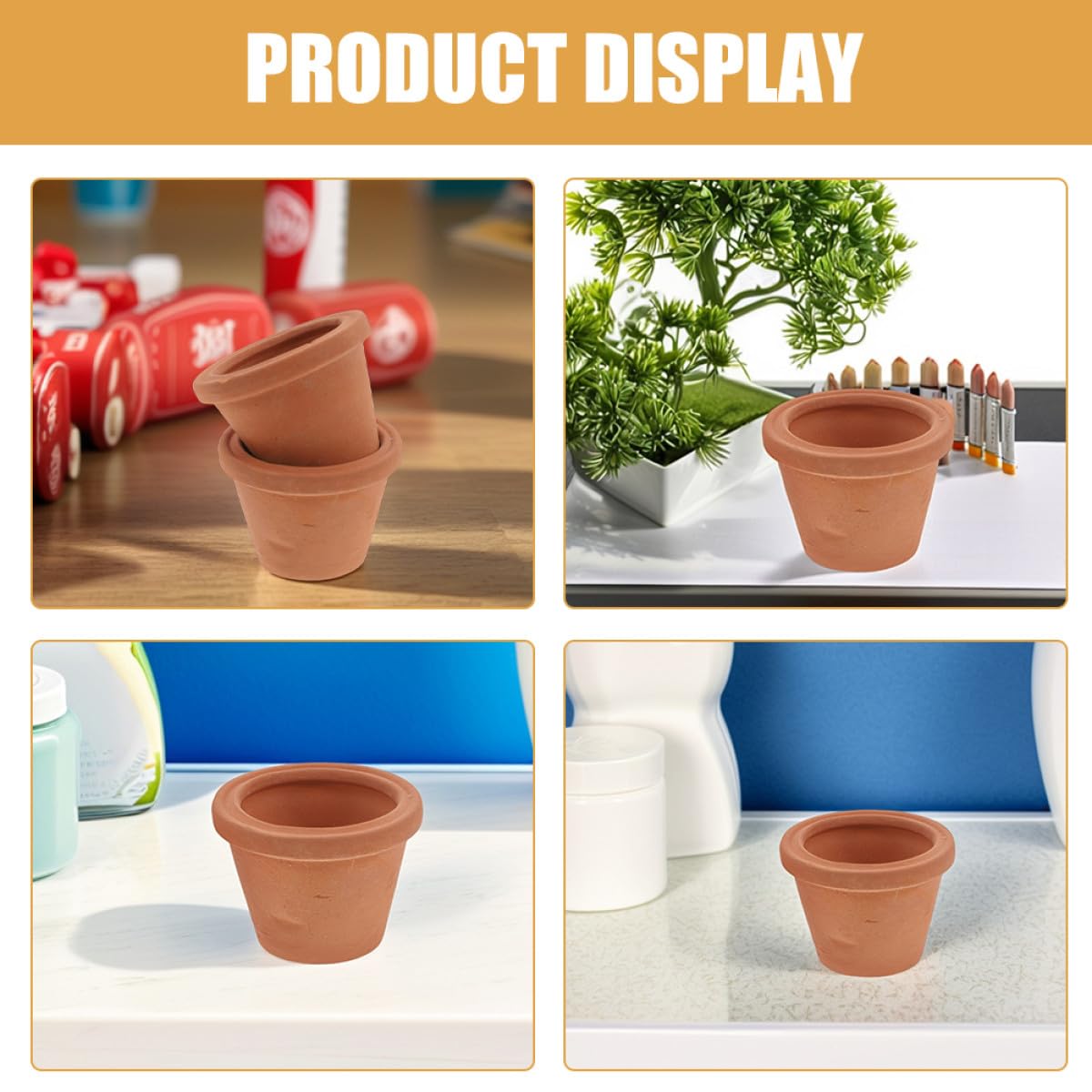 SHINEOFI 3pcs Mini Ceramic Succulent Planters Natural Terracotta Small Pots for Indoor Cactus Herbs Compact Desk Shelf Window Sill Decor Nordic Home Office Accents