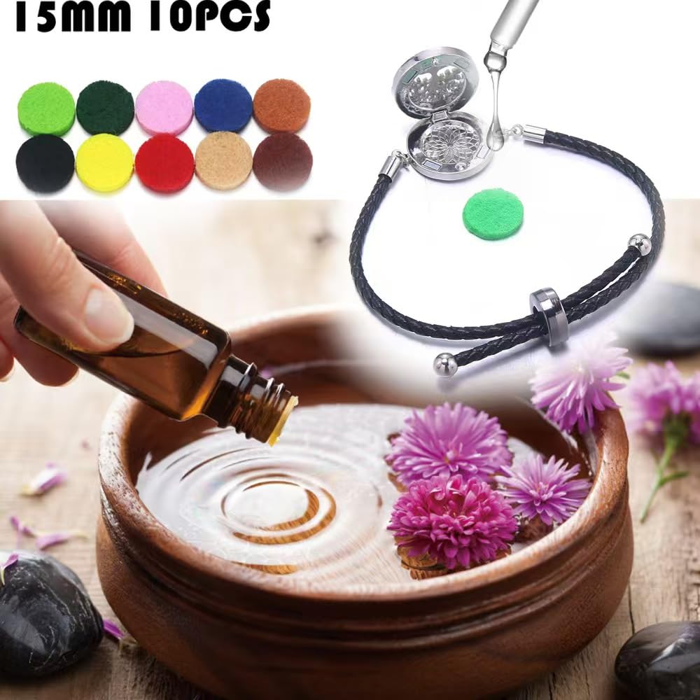 4-Piece Tree of Life Essential Oil Diffuser Bracelet Set - Adjustable Aromatherapy Bracelets Stylish Openwork Tree Pattern Jewelry Unisex Gift Set