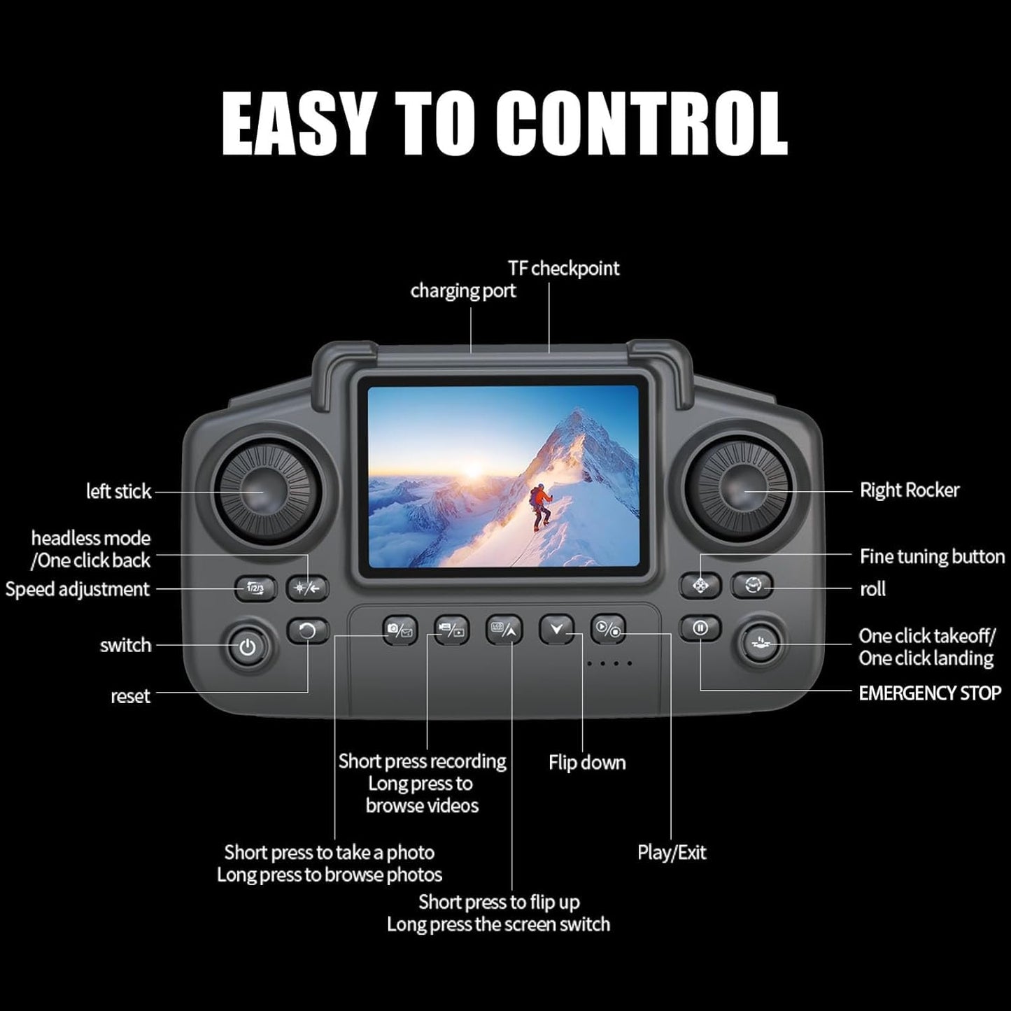 Weavixol RC Plane for Kids, Fighter Jet Drones With Screen On Controller, No Phone Needed, Drone For Kids 8-12 with Camera, Remote Control Plane With Auto Hover, Easy to Fly, RC Airplane Toy Gifts for Kids Boys, 2 Batteries