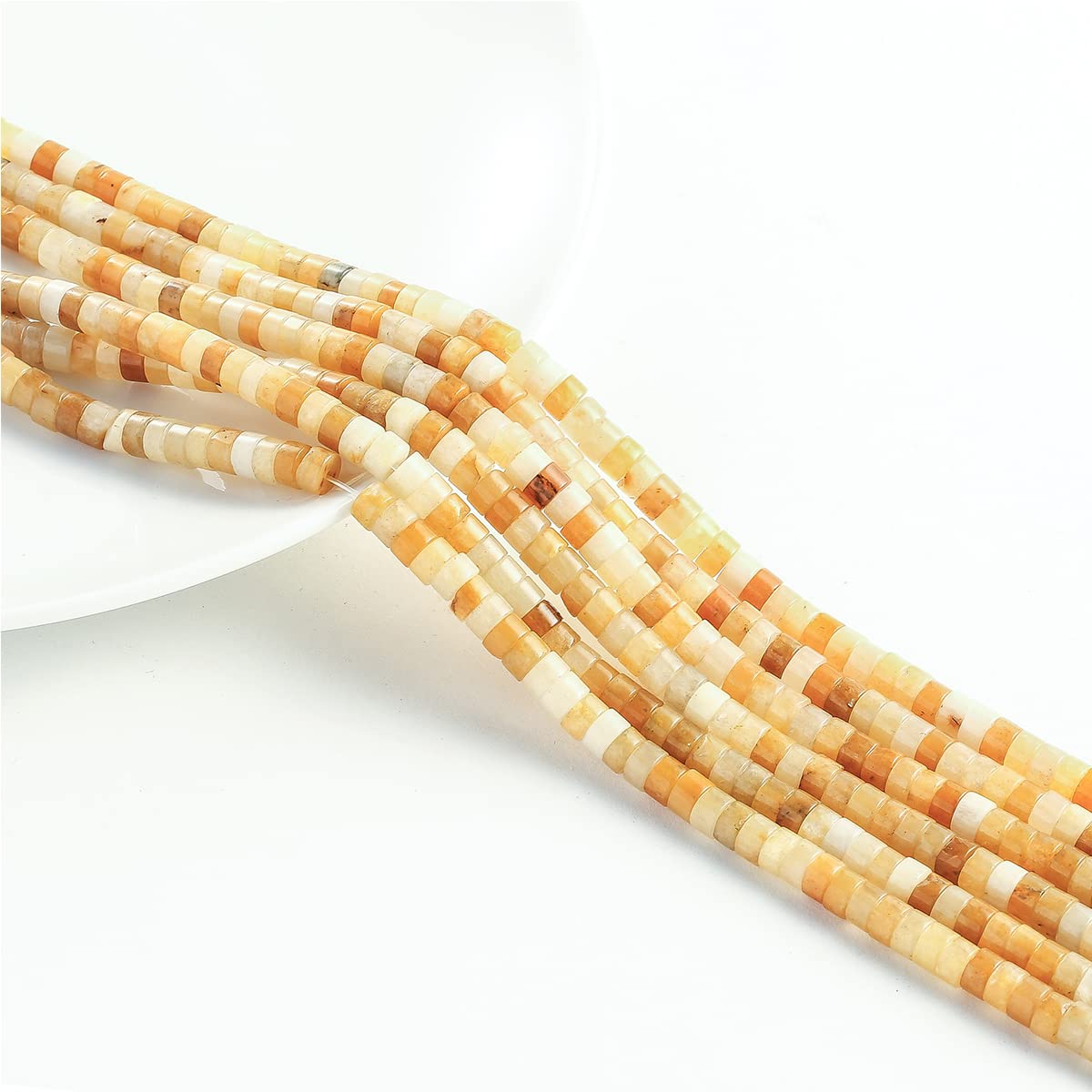 Natural Yellow Jade Stone Spacer Beads 6x3mm 38cm/str Flat Round Loose Semi Gemstone Caps for Making Bracelets Necklace