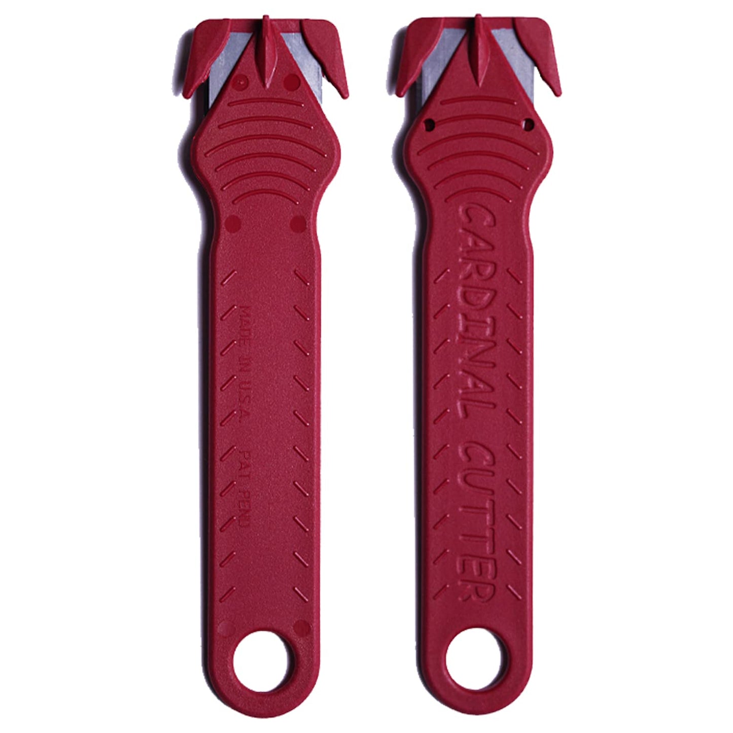 Cardinal Safety Box Cutter with Concealed Stainless Steel Blade, Package Opener Plastic Cutter for Box, Carton, Shrink Wrap, Plastic Straps (Red,Pack of 10)