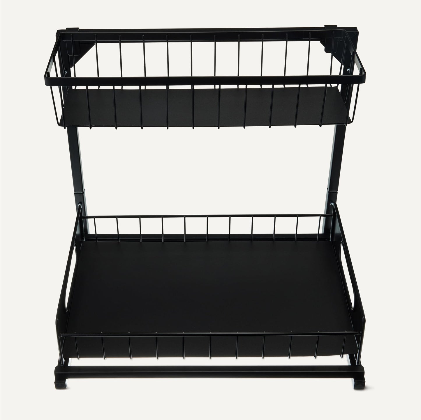 Amazon Basics L-Shape Under Sink Storage Pull Out Cabinet Organizer, Space-Saving Design, Durable and Rust-Resistant, Black, Pack of 2