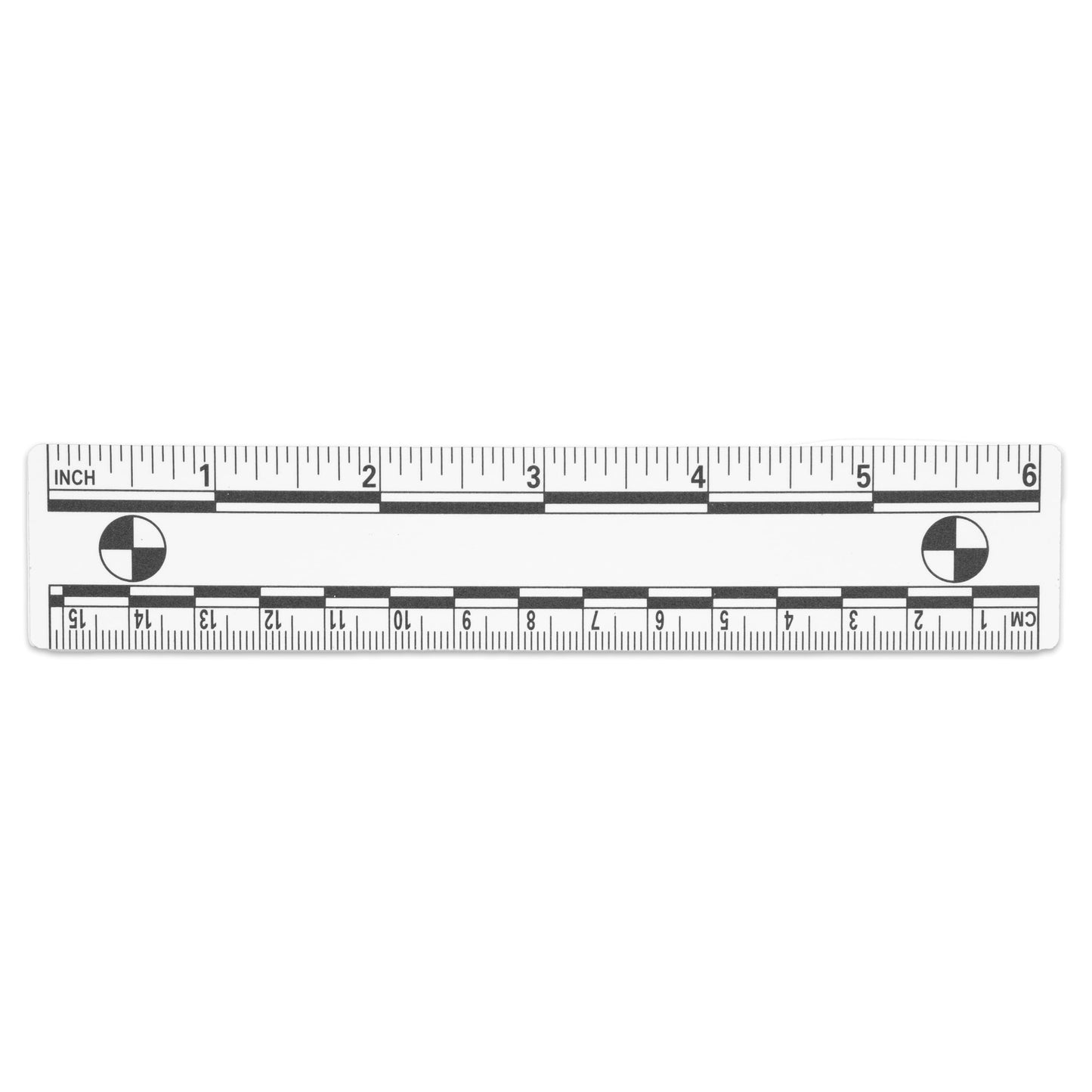 Crime Scene Professional Evidence Photography Scale, 10-Pack, 15cm/6inch Vinyl Rulers with Reference Circles, Dual Measurement (White)