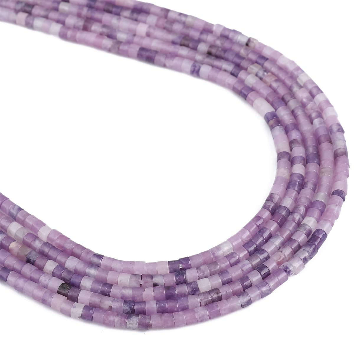 BEADIA Natural Light Amethyst Spacer Beads Caps Flat Round Loose Beads for Beading Jewelry Making 3mmx2mm 38cm