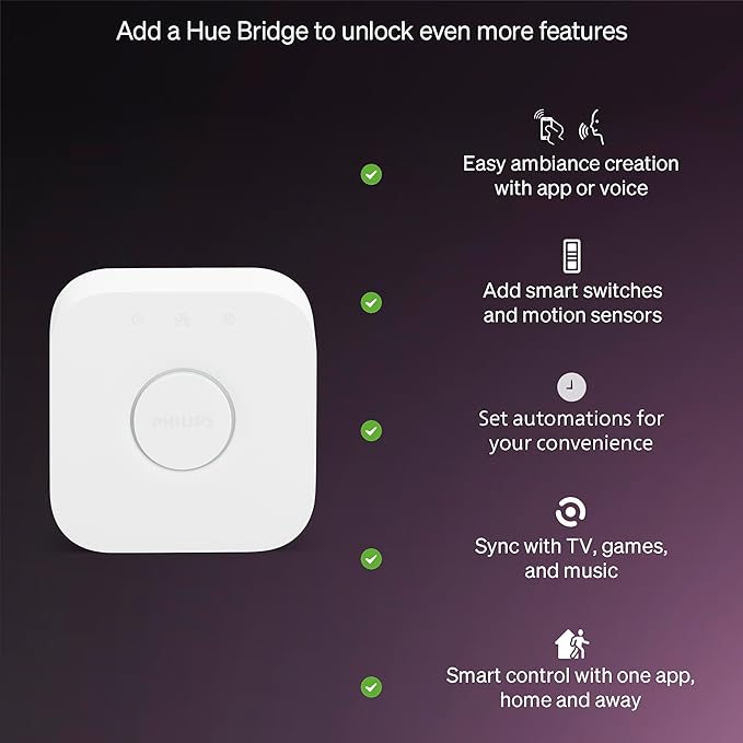 Philips Hue Essential Smart LED BR30 Bulb 2-Pack, White and Color Ambiance, E26, 7.2W, 2200K-6500K, 650 Lumens, Dimmable, Works with Alexa, Google Assistant, Apple Home