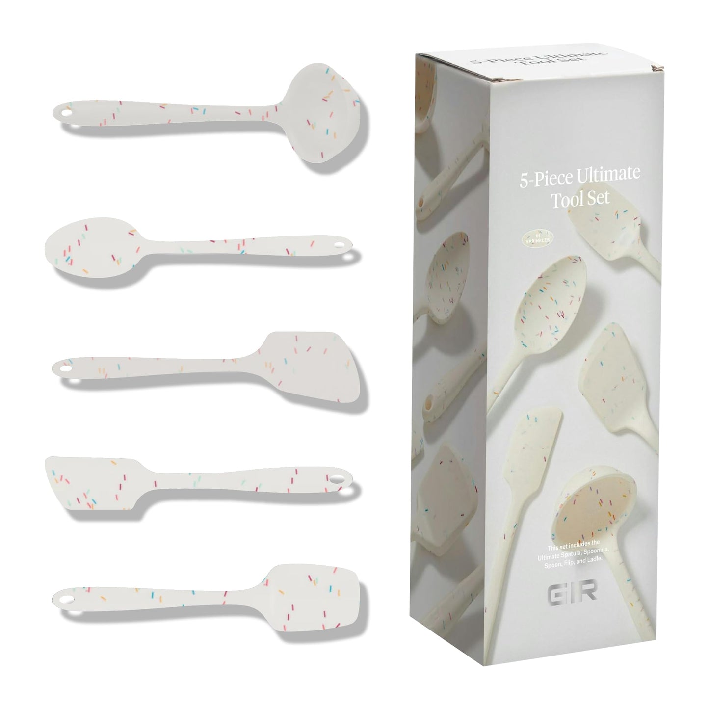 GIR: Get It Right 5 Piece Silicone Kitchen Utensils Set - Ladle, Spatula, Flip, Spoon & Spoonula - Non-Toxic Cooking Utensils for Nonstick Cookware, Cooking and Baking - Sprinkles