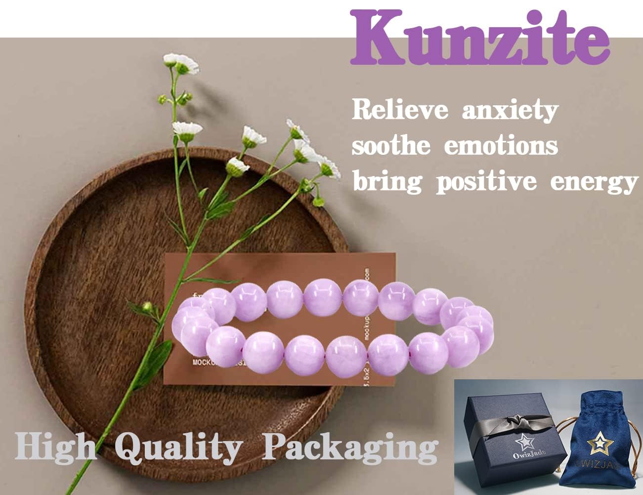 OwizJade Kunzite Bracelet 10MM Natural Beads | Unisex Festivals