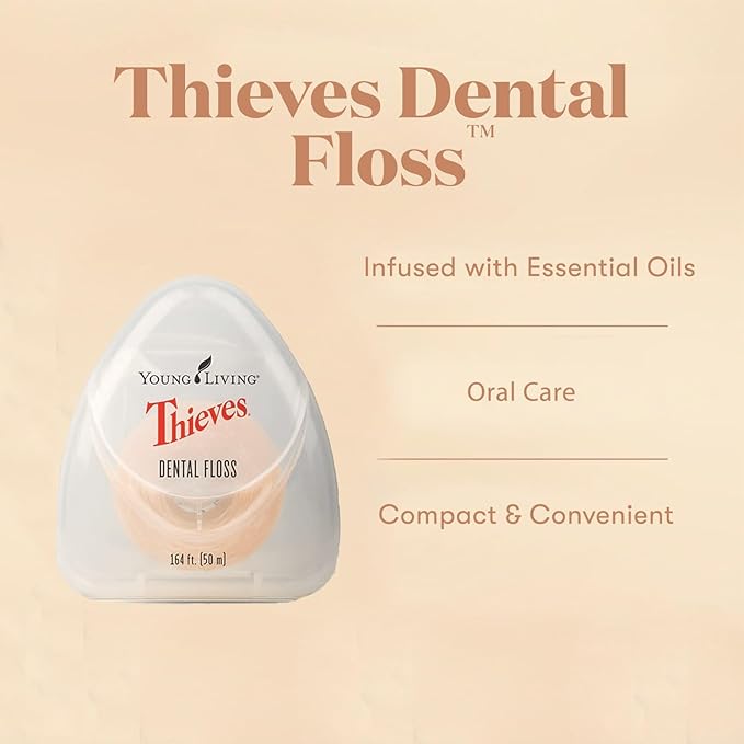 Young Living Thieves Dental Floss | 164 ft | Infused with Thieves Essential Oil Blend | Natural Waxed Floss for Daily Oral Hygiene, Fresh Breath, and a Naturally Clean Feeling | 3 Pack