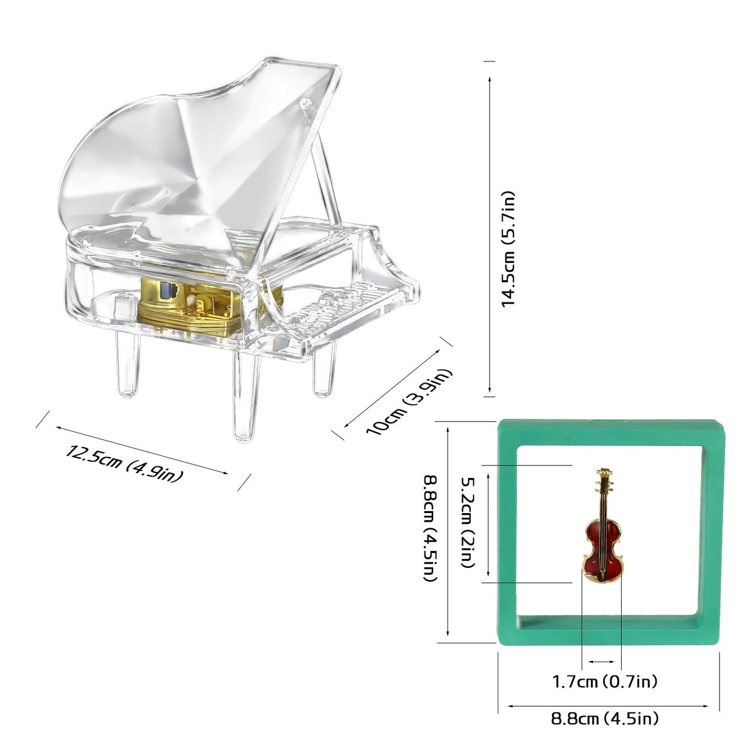 YCXYQ Transparent - Piano Music Box Mechanical Clockwork Crystal Piano High-End Acrylic Ornament Crystal Craft (Music: Canon)