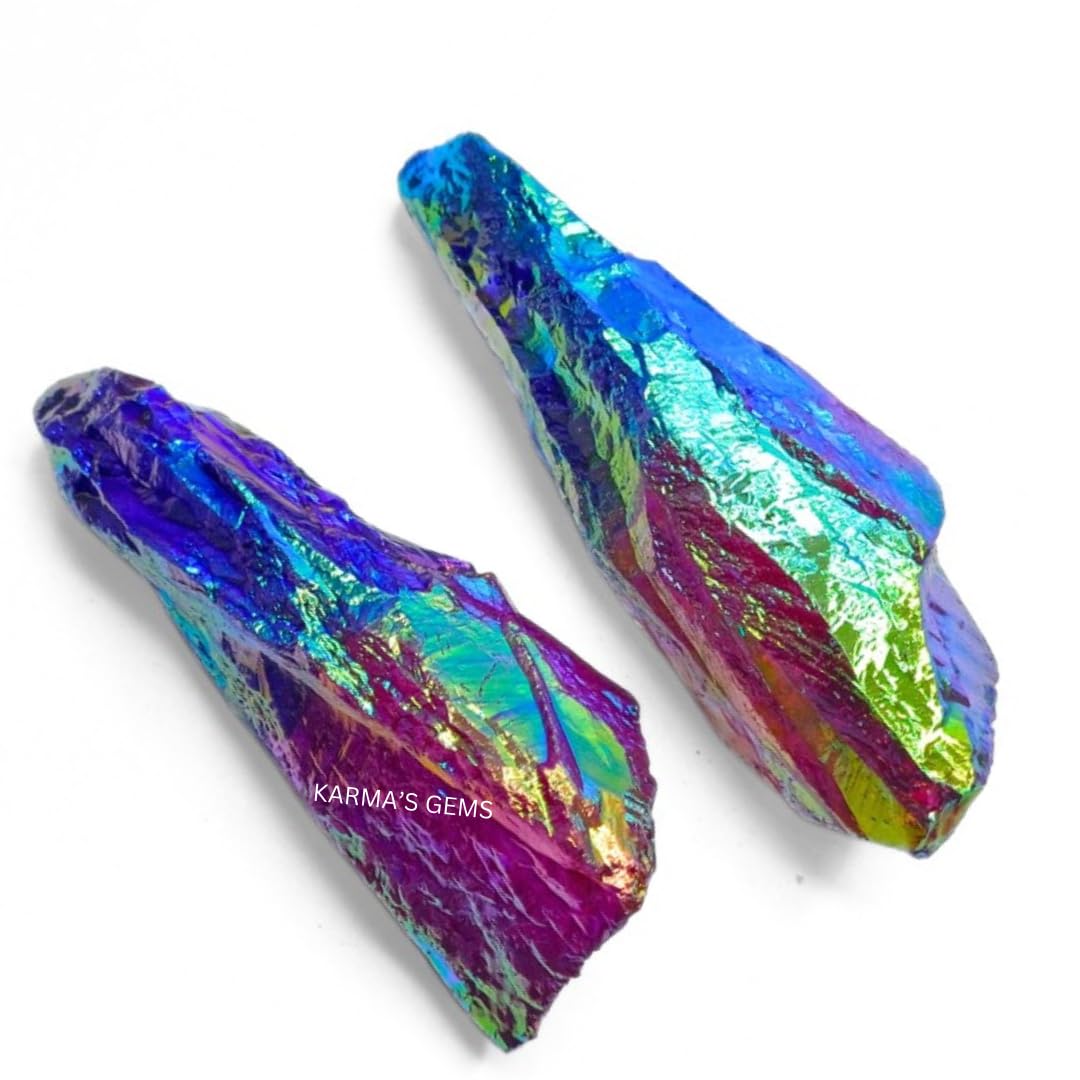 Crystals, Rocks, Jade, Crystals and Healing Stones, Witchcraft Supplies, Healing Crystals, Stones, Healing Stones, Rock Collection, Agate, Raw Stones (Ruby-Tanzine Aura Quartz, 2 Pcs)
