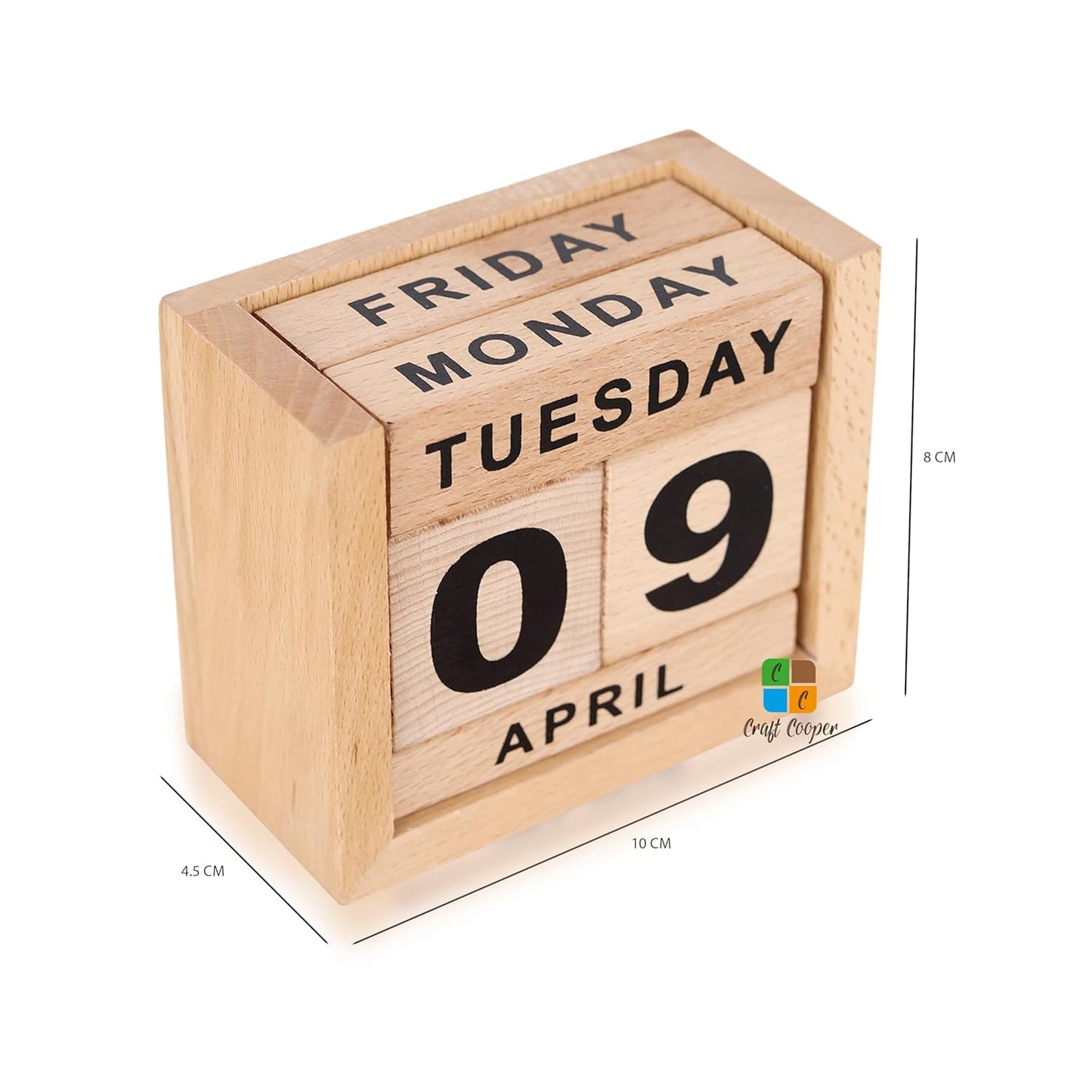 Craft Cooper Wooden Perpetual Block Calendar for Desk, Wood Month Date Display Blocks for Teachers, Students, Classroom, Rustic Farmhouse Office Decor, Desk Accessories