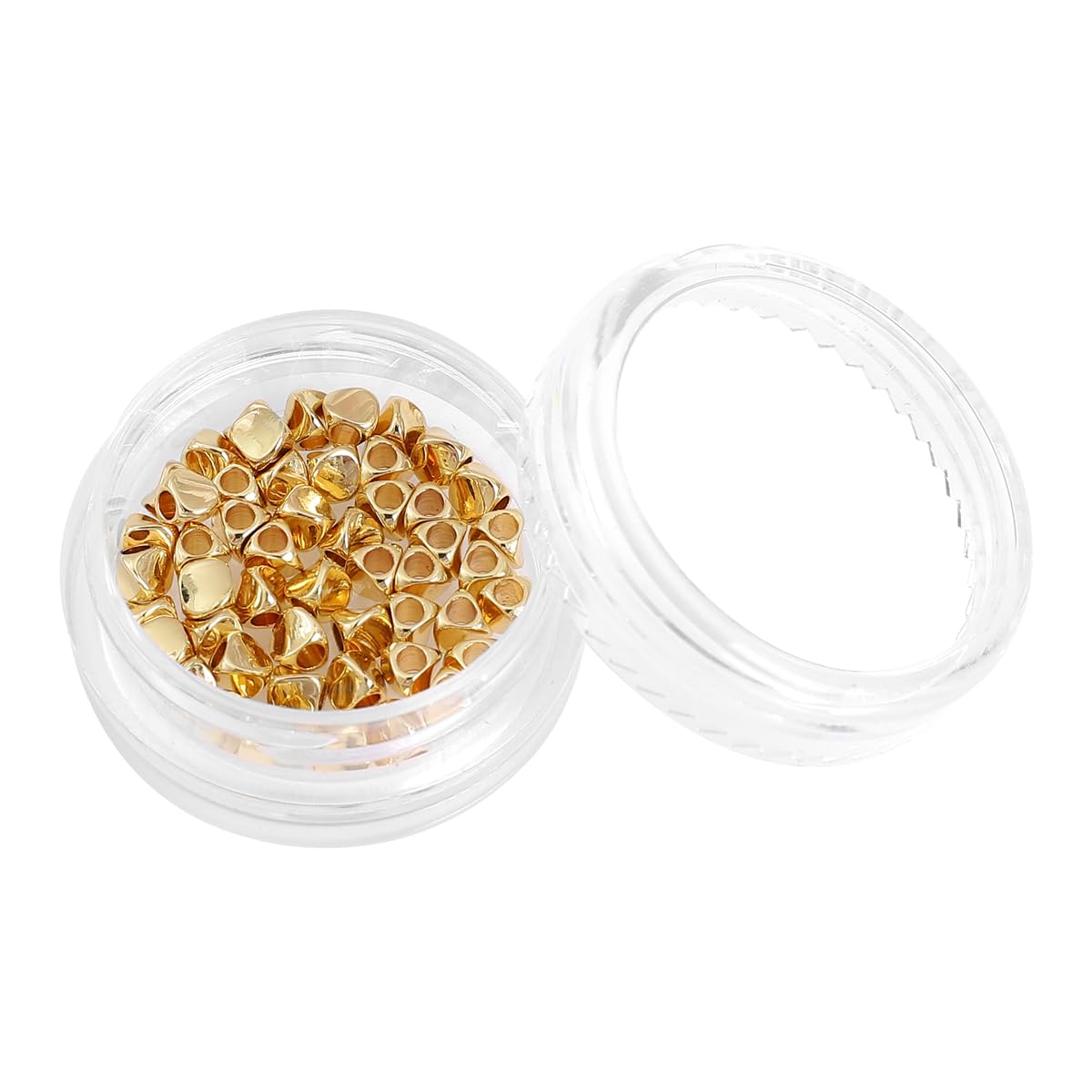 BEADIA 14K Gold Plated Twisted Spacer Beads 3x3mm 50pcs for Jewelry Making Findings Non Tarnish