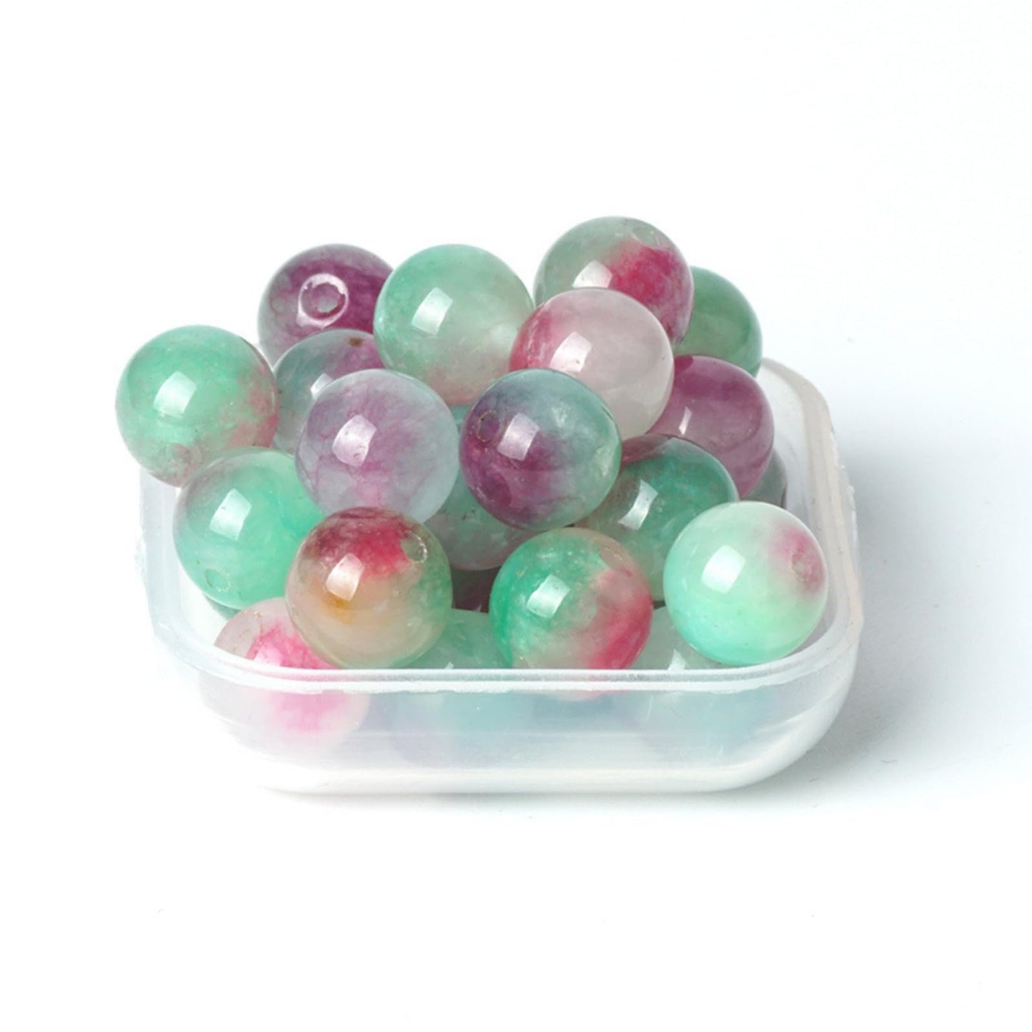 100Pcs Natural Stone 6mm Green Red Jasper Round Loose Gemstone Energy Healing Beads Hole Size 1mm DIY Smooth Beads for Bracelet Necklace Earrings Jewelry Making