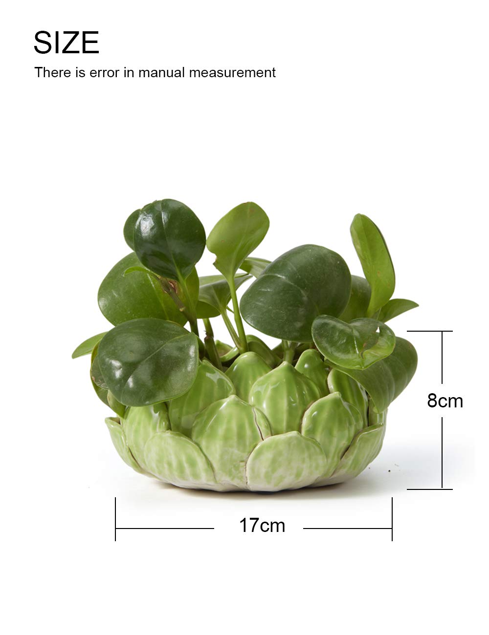 SEINHIJO Indoor Planter Ceramic Succulent Cactus Pot Flower Gift Modern Decor Art for Living Room Office Home Green 7.1inch