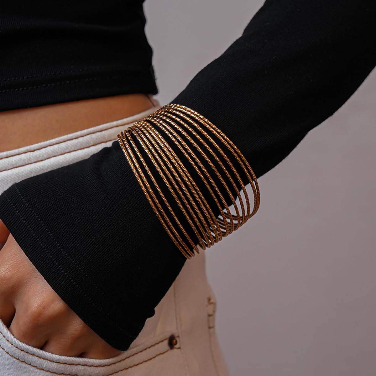 MOEEIJEW Gold Cuff Bracelets for Women Cuffs Bangle Adjustable Open Bracelets Punk Vintage Jewelry(Gold D)