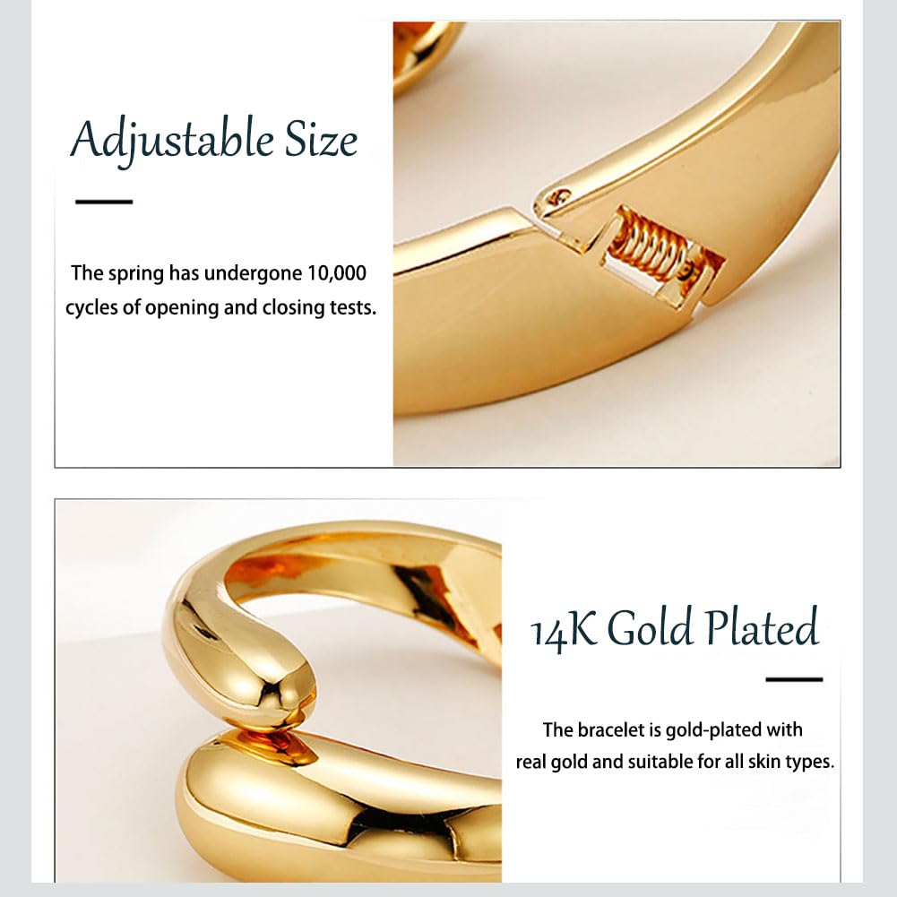 MTINEAPS Gold Bangle Bracelets for Women Teens Trendy Chunky Adjustable Twist Cuff Bracelet Jewelry Gifts (Chunky Gold)