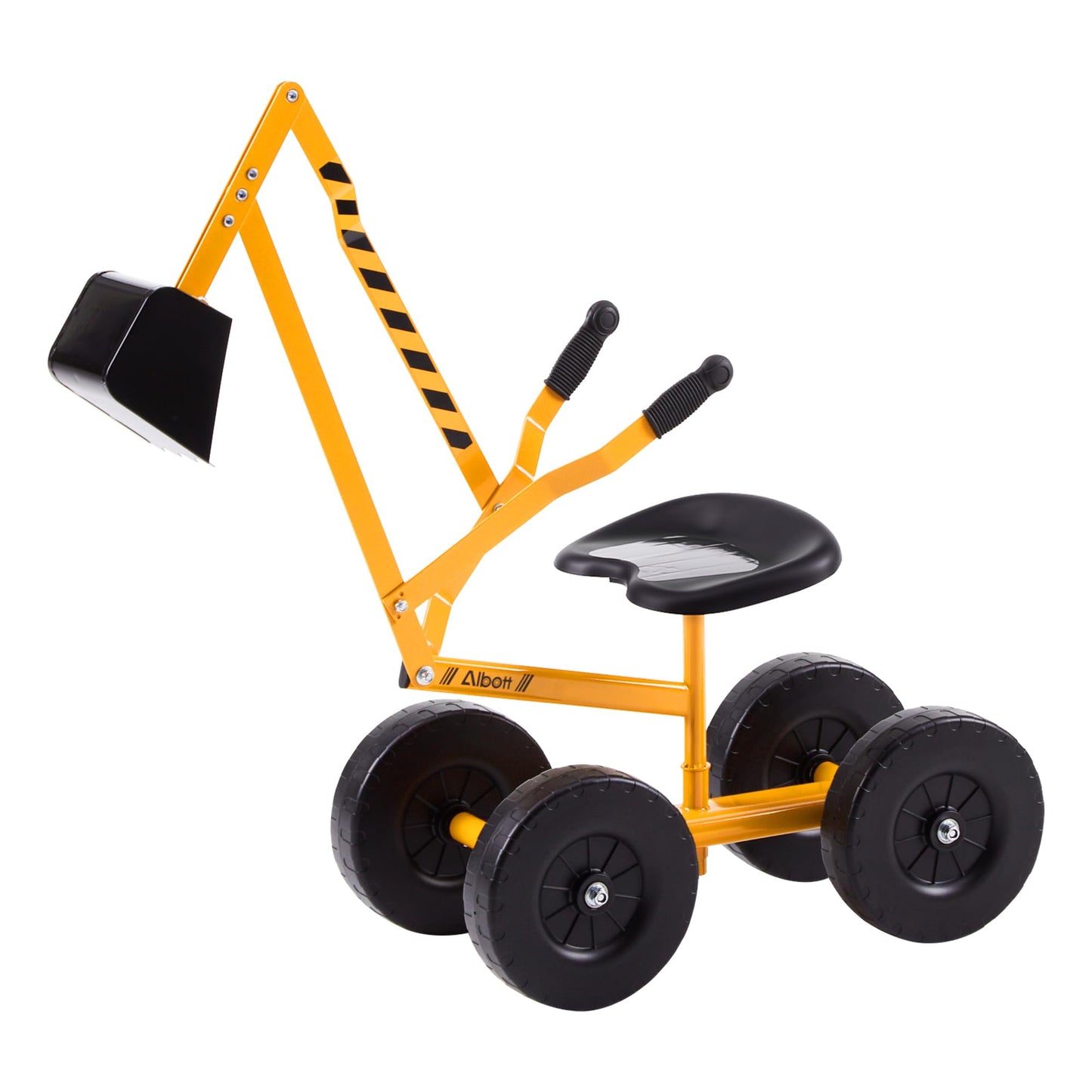 Albott Ride On Sand Digger Excavator Toys Working Crane with 8 inches Wheels and 360° Rotation Seat (Yellow)