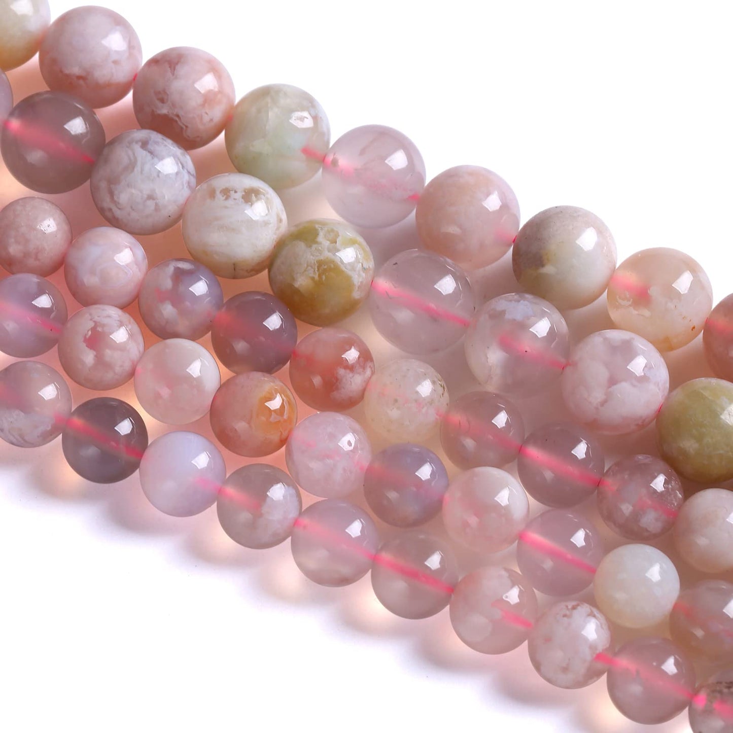 6MM 55PCS Natural Sakura Agate Gemstone Crystal Beads for Jewelry Making DIY Bracelet