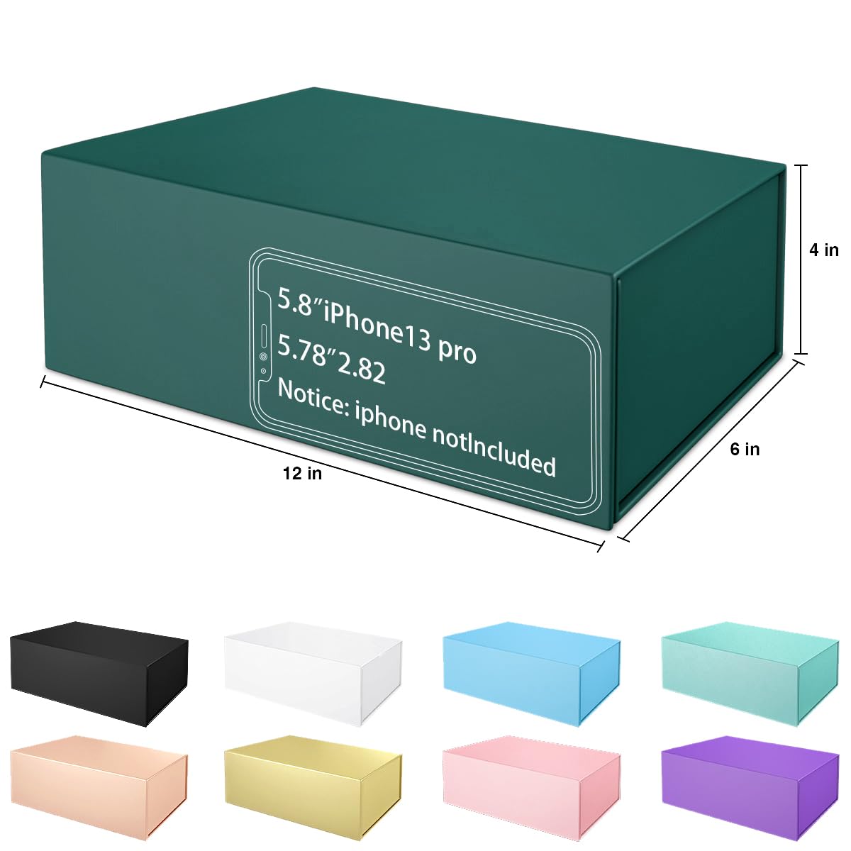 Green Gift Boxe 12" x 6" x 4" with Magnetic Closure Lid Gift Boxes for Presents,Bridesmaid Gifts Box,Cute Box,Birthday Gift box,Luxury for Gift Packaging, Magnetic Gift Box for Wrapping Gifts