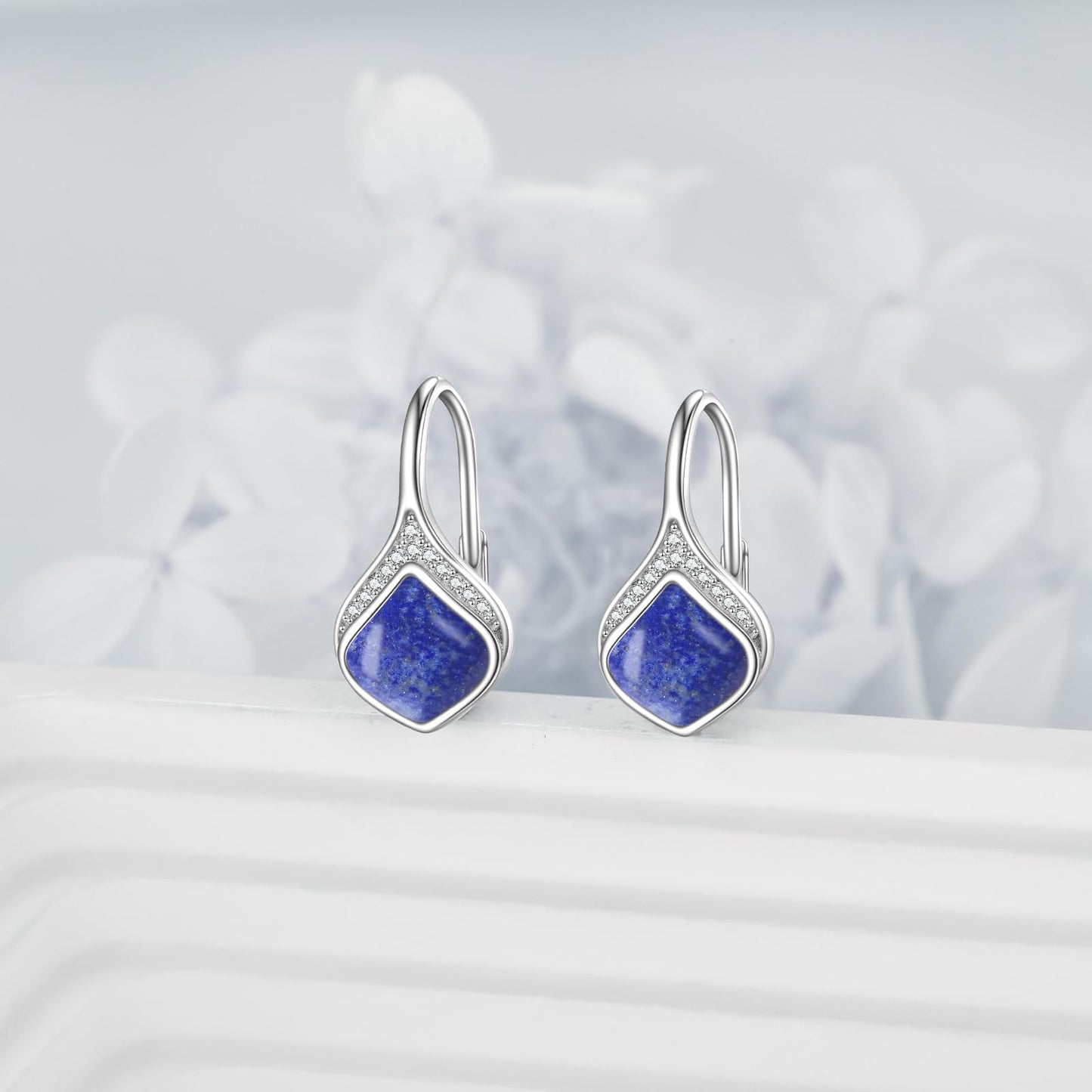Lapis Lazuli Drop Earrings Sterling Silver Lapis Teardrop Leverback Earrings Blue Stone Dangle Earrings Jewelry Christmas Gifts For Women
