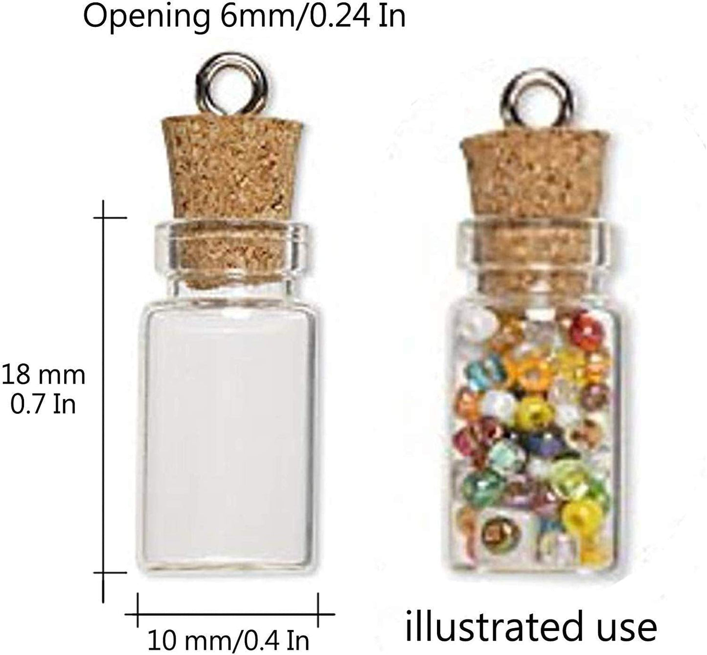 Healthcom 50 Pcs 0.5ML Small Vials Clear Glass Bottles Mini Tiny Jars With Corks and Screws for DIY, Arts, Crafts, Party Favors, Decoration
