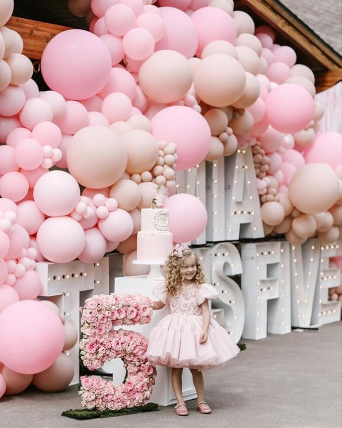 Pink Balloons Set,12 Inch Metallic Pink Pearl Pink Macaron Pink Light Pink Confetti Pink Different Shades Balloons For Girl Women Birthday Decorations Wedding Party Decorations Supplies