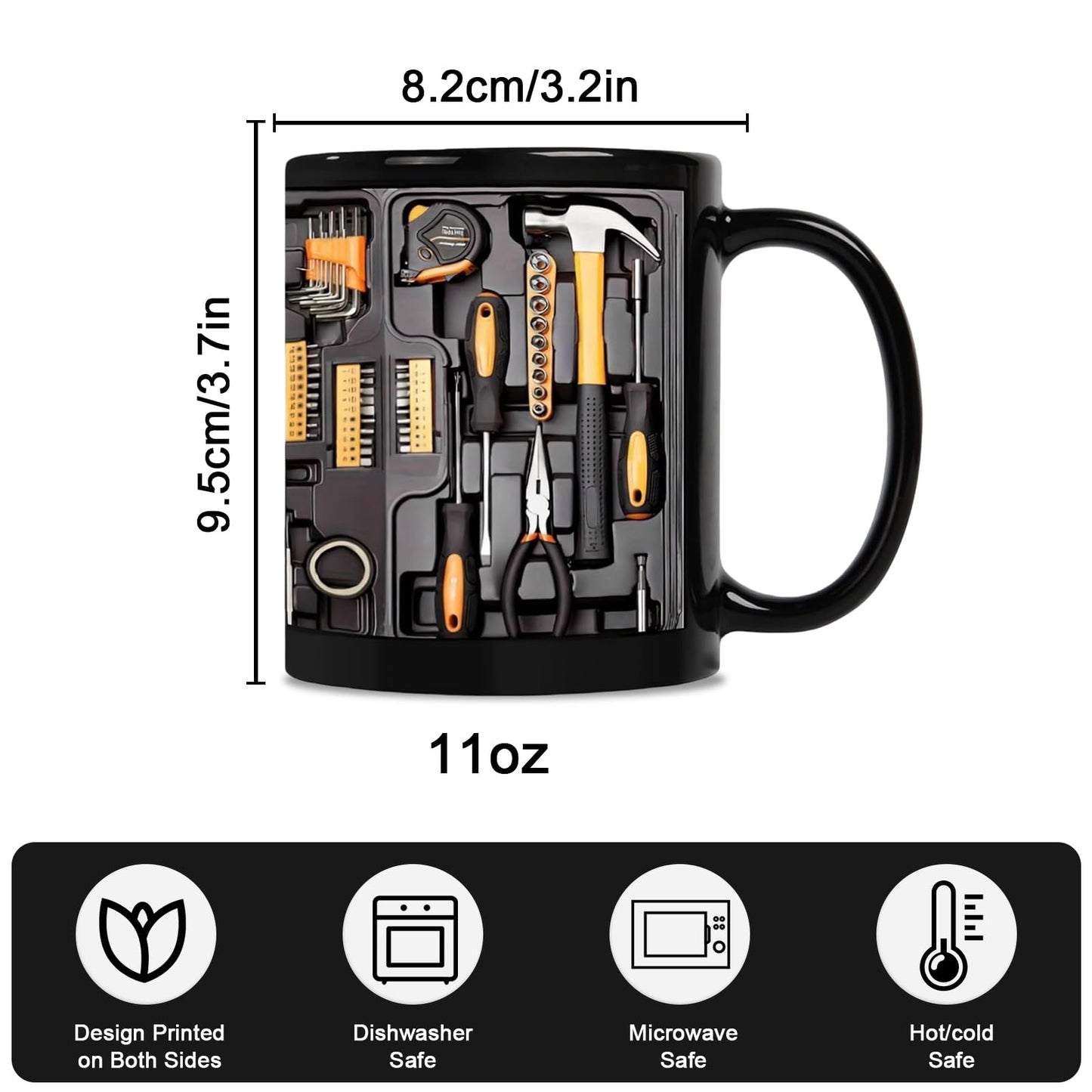 Tool Box Coffee Mug,Toolbox Mechanic Mug for Birthday Anniversary Ceramic Cup Gift Coffee Cup Double-sided Design Tool Box Tea Mug Gift Unique Coffee Cup for Husband Dad