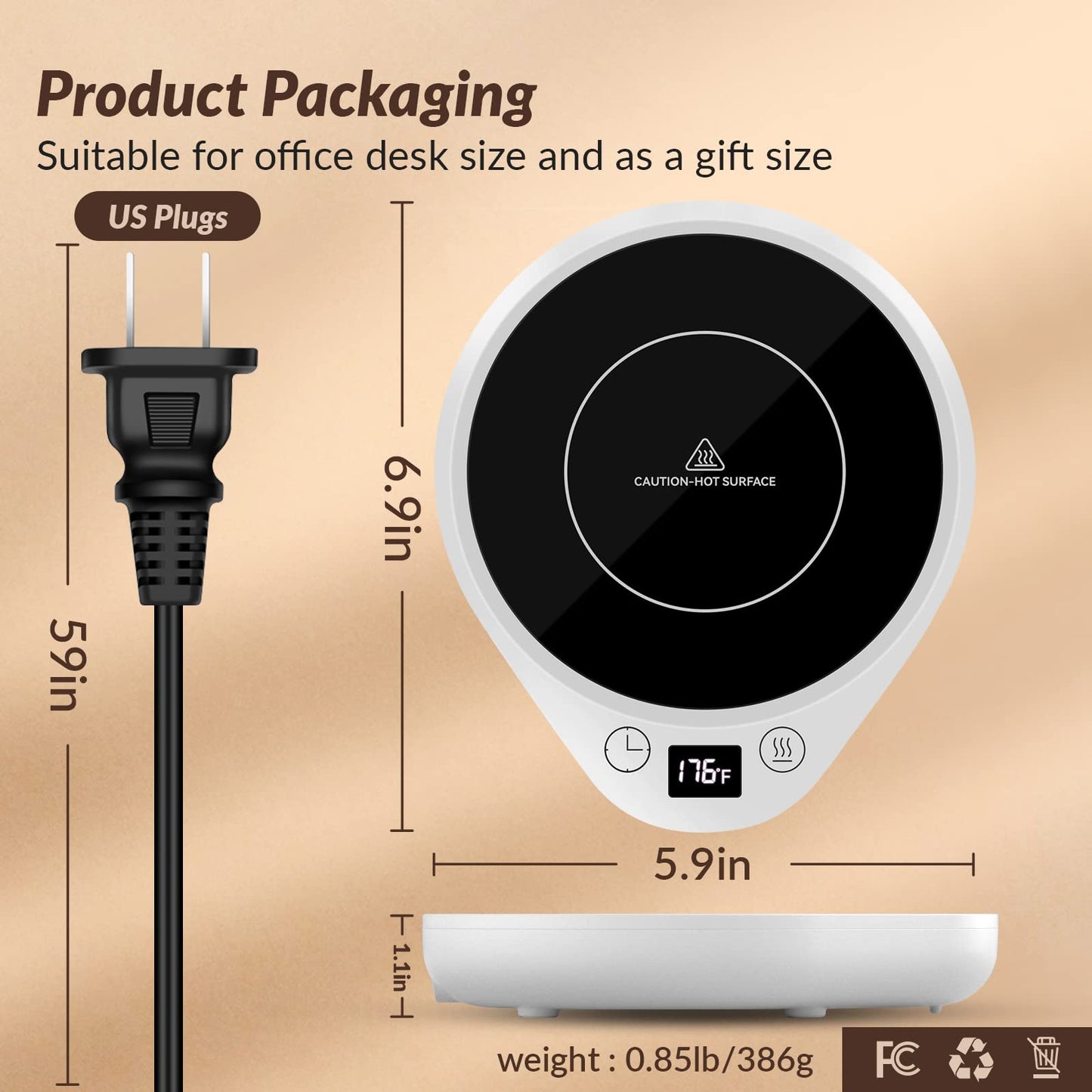 Mug Warmer, Upgrade Coffee Warmer & Cup Warmer for Desk with 3 Temperature Settings, More Hot Coffee Mug Warmer with Timer & 4H Auto Shut Off for Keep Best Flavor for Cocoa, Tea, Water, Milk, Black