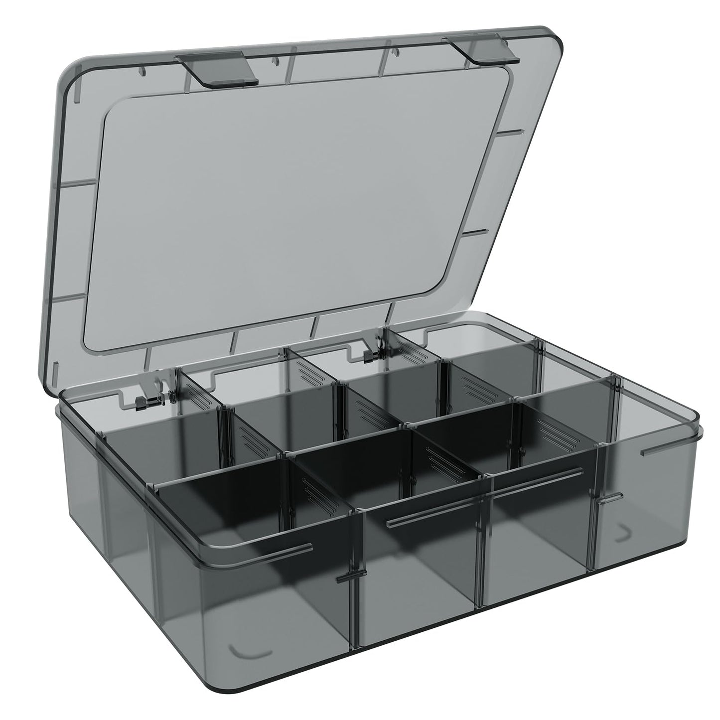 SRNYJAO Plastic Organizer Box, 12 Grids Clear Bead Organizer Compartment Box with Removable Dividers for Tackle box,Parts, Earring Container Tool Fishing Hook Hair Accessories,8.8" L x 6.7" W x 2" H
