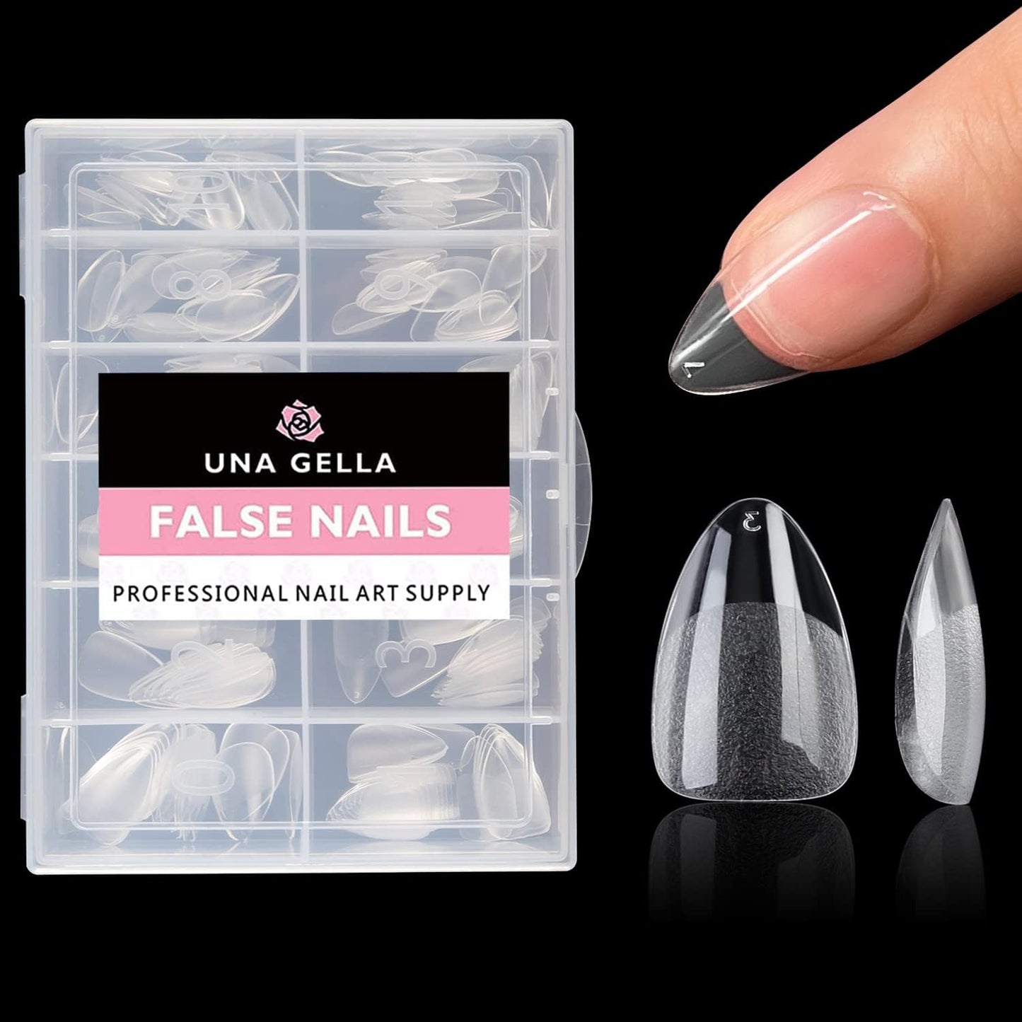 UNA GELLA Short Almond Fake Nails 312pcs Press on Nails Pre-shape Gel Nail Tips for Full Cover Acrylic Short Almond Nails False Nails For Nail Extension12 Sizes Gelly Tips