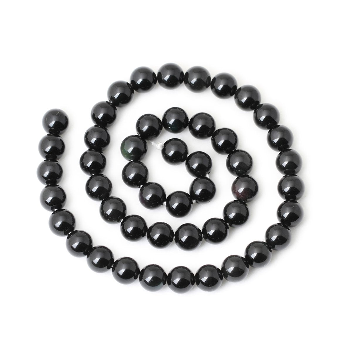 CHEAVIAN 45PCS 8mm Natural Black Obsidian Gemstone Round Loose Beads Crystal Energy Stone Healing Power for DIY Jewelry Making 1 Strand 15"
